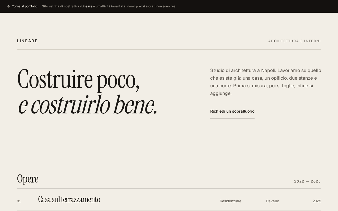 Concept Lineare: sito vetrina per studio di architettura